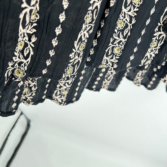 Angie Black Tan Ruffle Babydoll Boho Western Rayon Mini Dress Women’s Small NEW - Picture 7 of 11